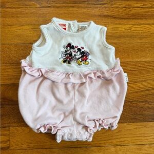 Vintage 90s Minnie and Mickey Mouse Bodysuit, Baby Romper, Size 6 Months